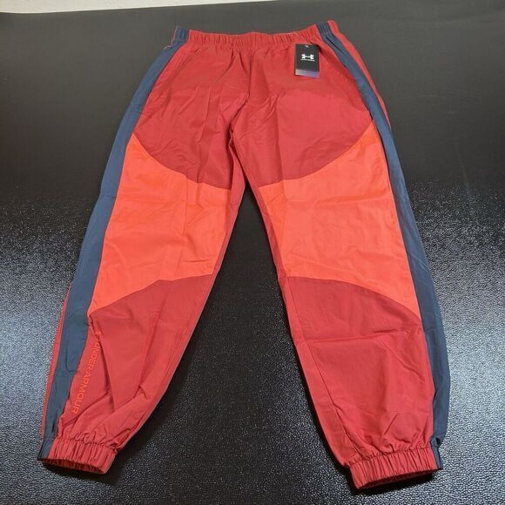 Under Armour Rush Woven Pants Womens Medium Red Orange Jogger 30x26.5" NEW‎